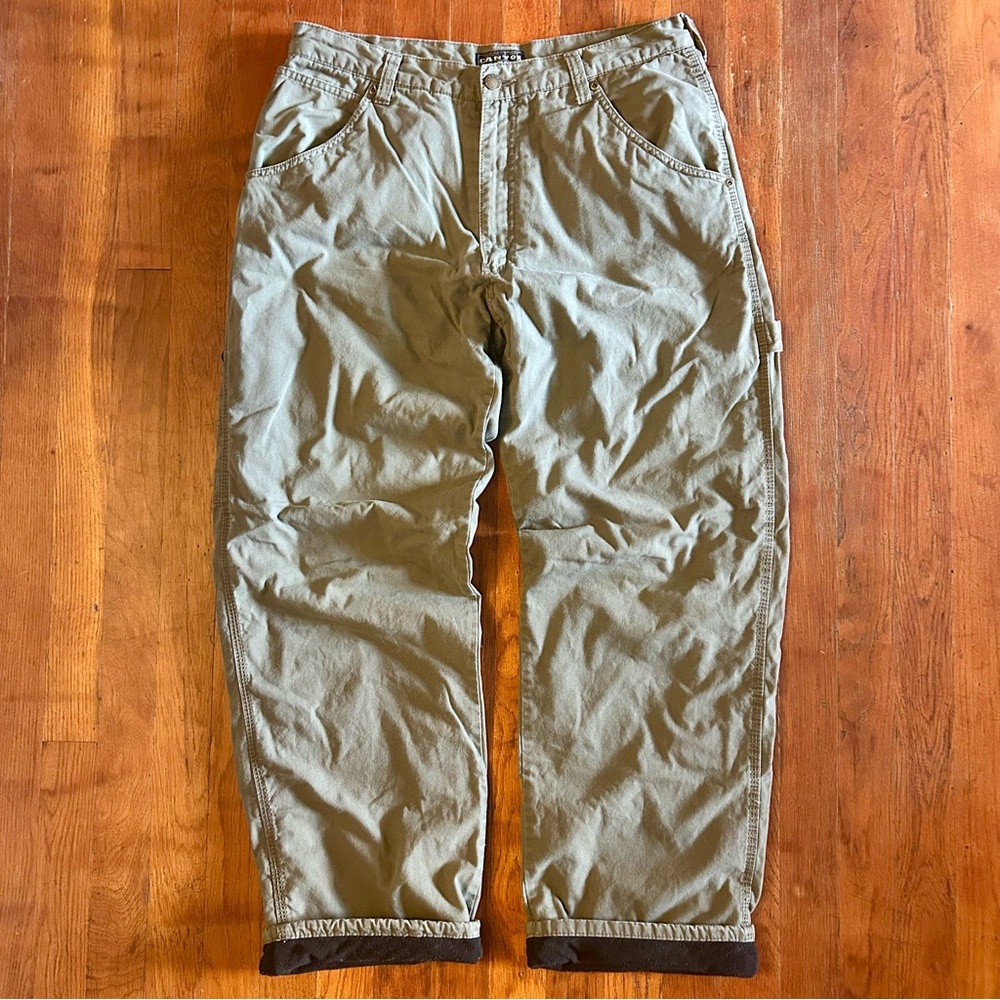 Vintage Canyon Creek Green Fleece Lined Workwear Baggy Skater Carpenter Pants 32